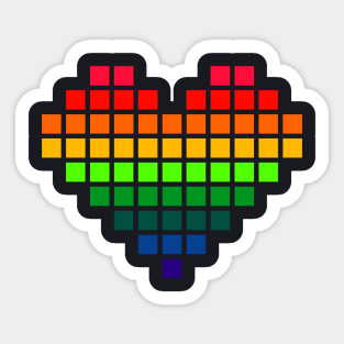 Rainbow Pixel Heart Sticker